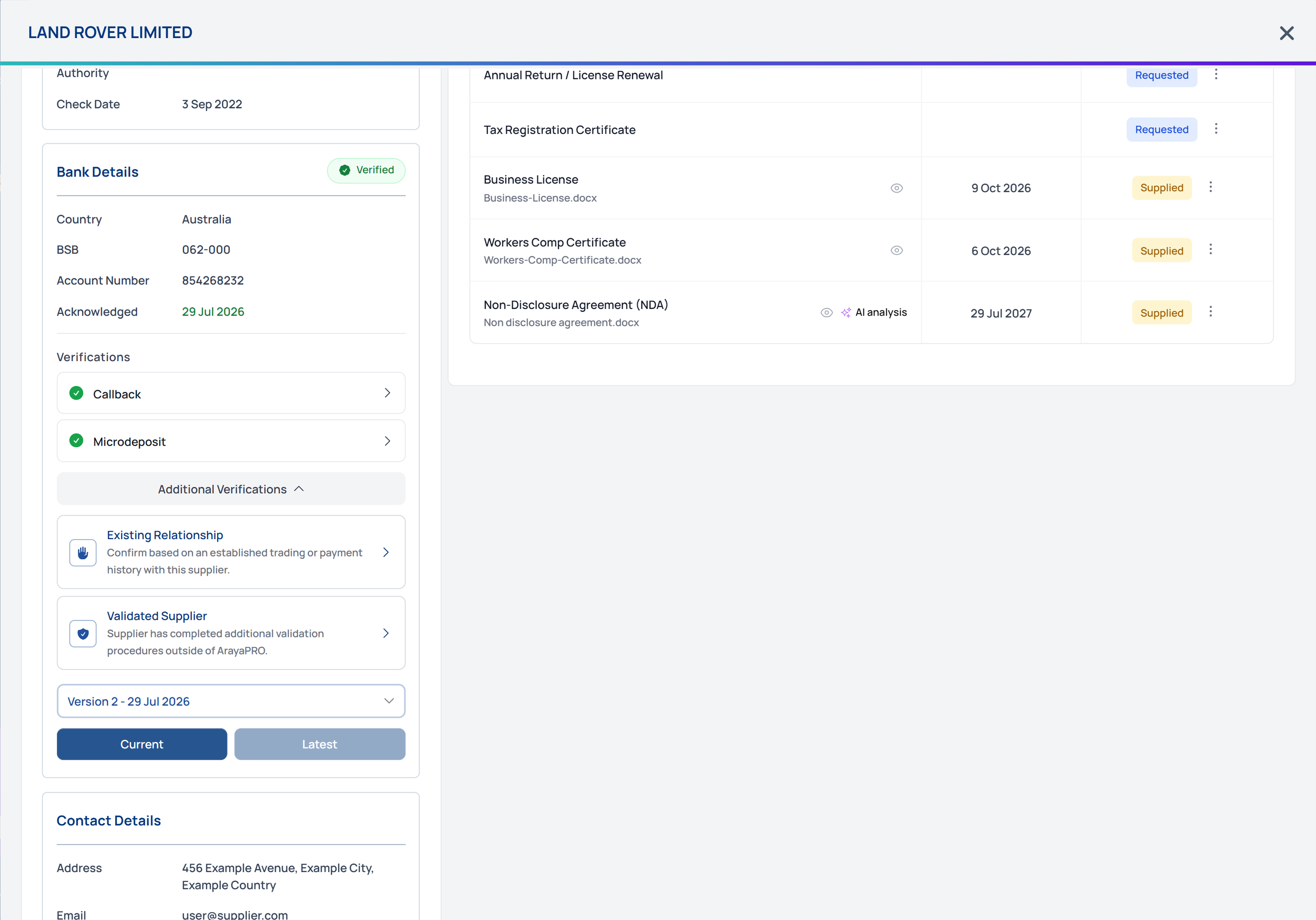 Bank details verification with callback and microdeposit verification methods